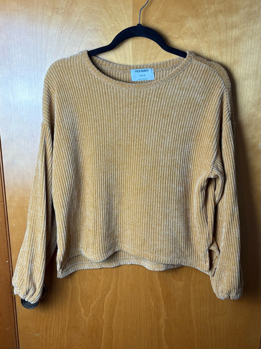 Old Navy Women's Golden Mustard Ribbed Crewneck Sweater